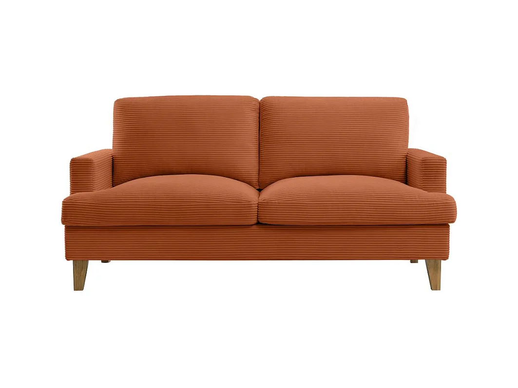 Canapé droit 3 places TALMA en velours côtelé terracotta