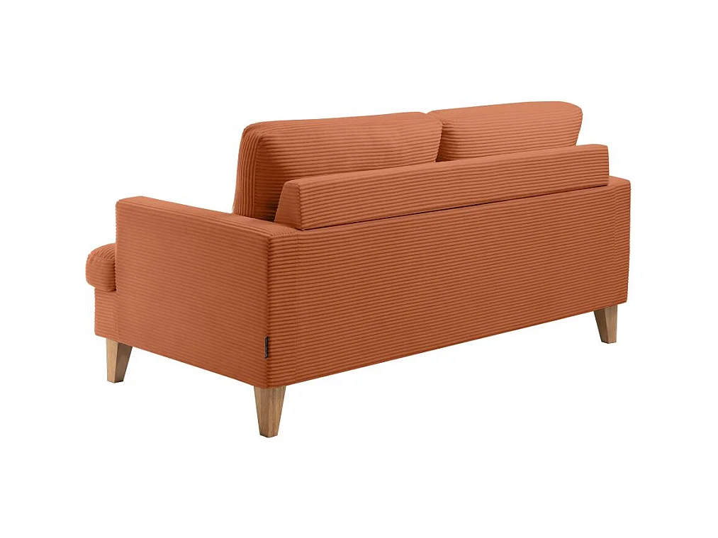 Canapé droit 3 places TALMA en velours côtelé terracotta
