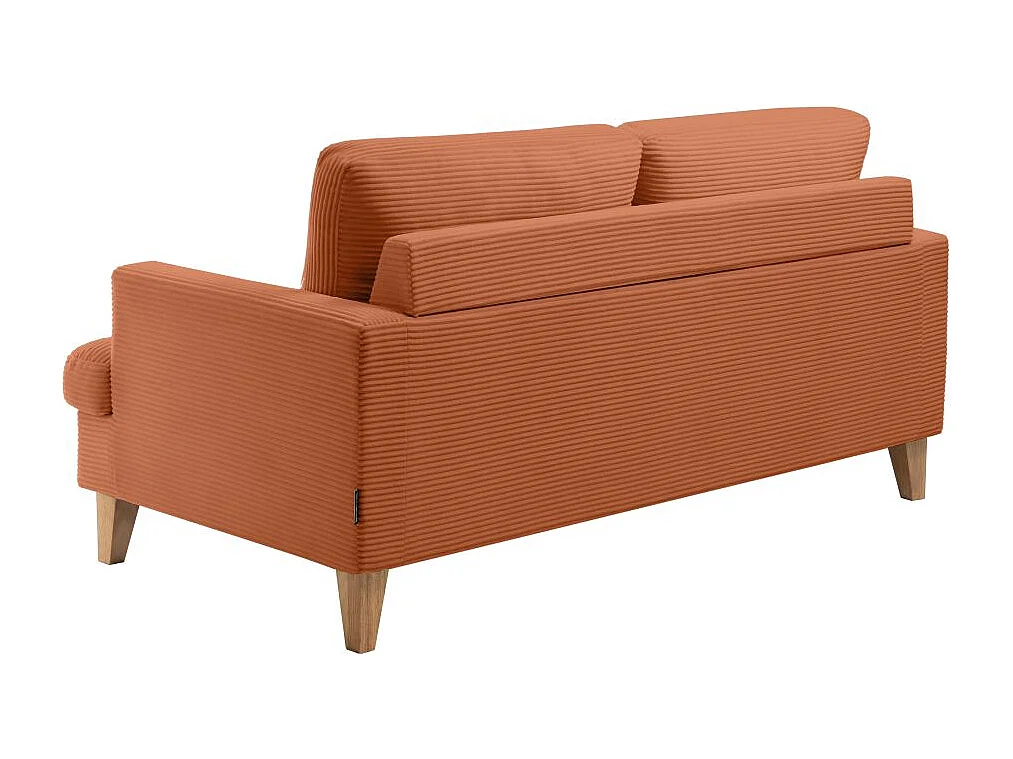 Canapé droit 3 places TALMA en velours côtelé terracotta