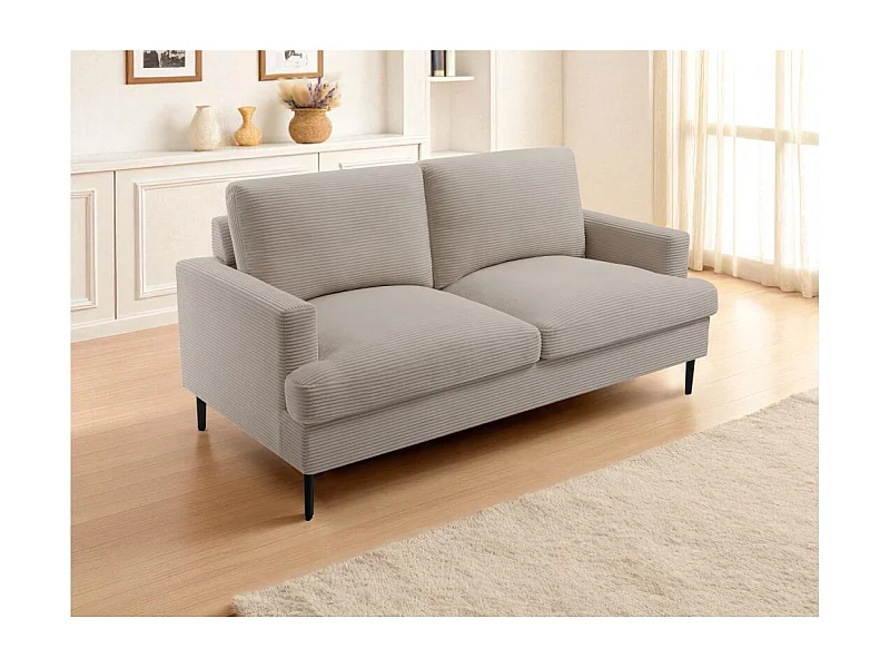 Canapé droit 3 places TALMA en velours côtelé taupe