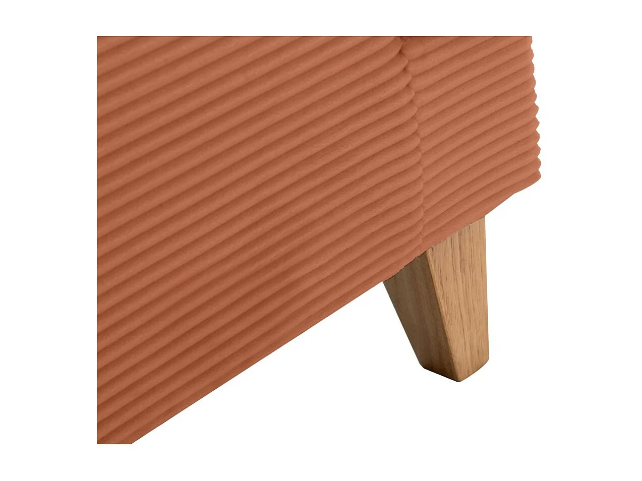 Ensemble canapés droits TALMA 3 + 2  places en velours côtelé terracotta pieds bois naturel