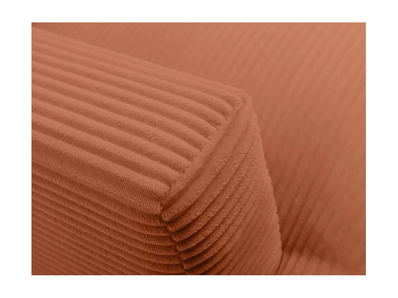 Ensemble canapés droits TALMA 3 + 2  places en velours côtelé terracotta pieds bois naturel