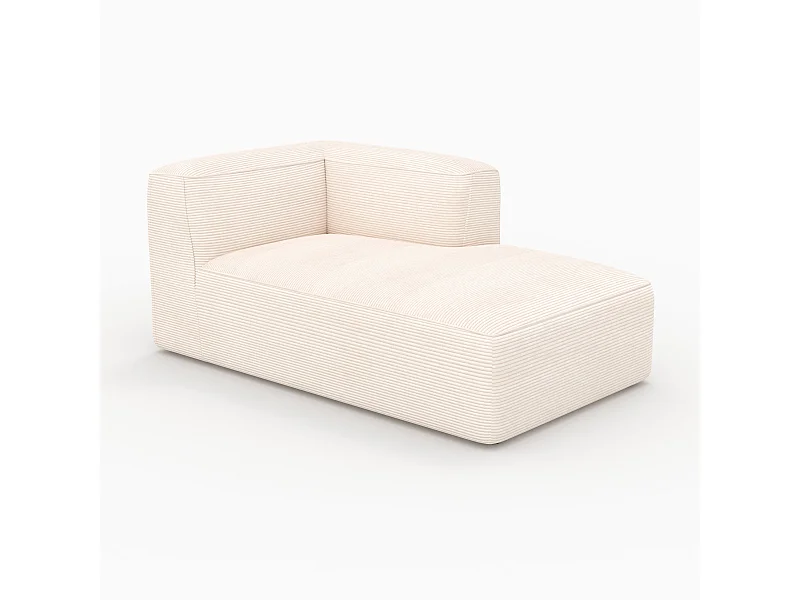 Méridienne d'angle à droite pour canapé modulable en velours blanc - Mina