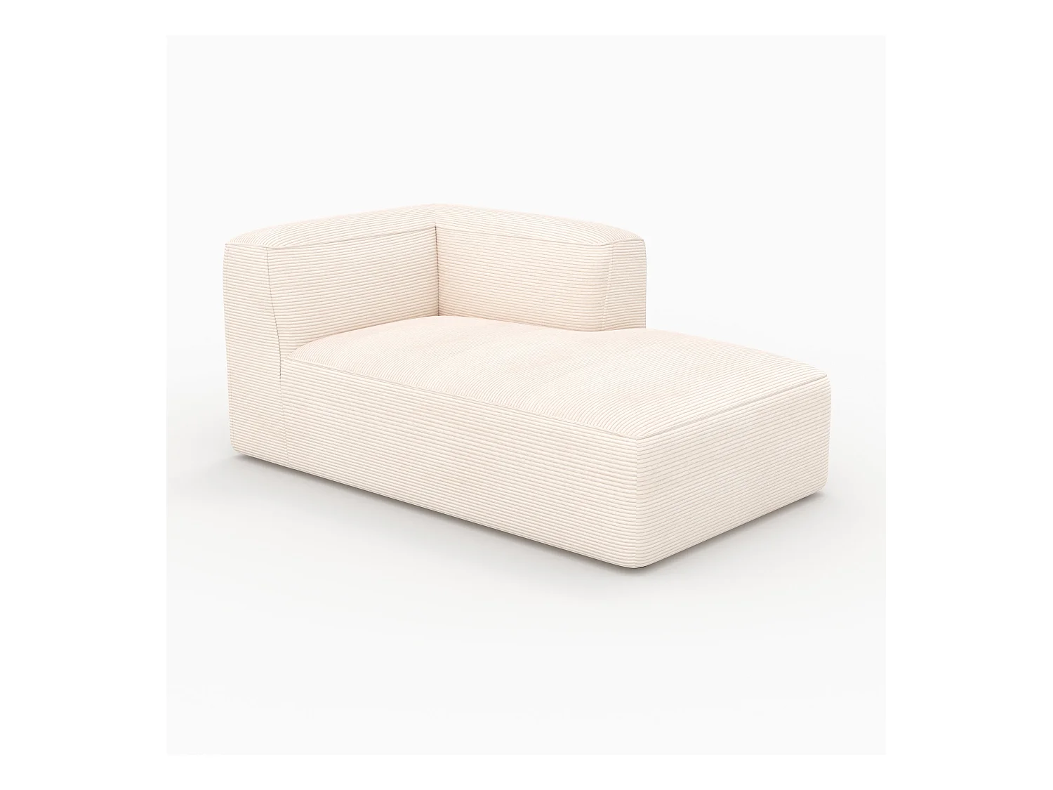 Méridienne d'angle à droite pour canapé modulable en velours blanc - Mina