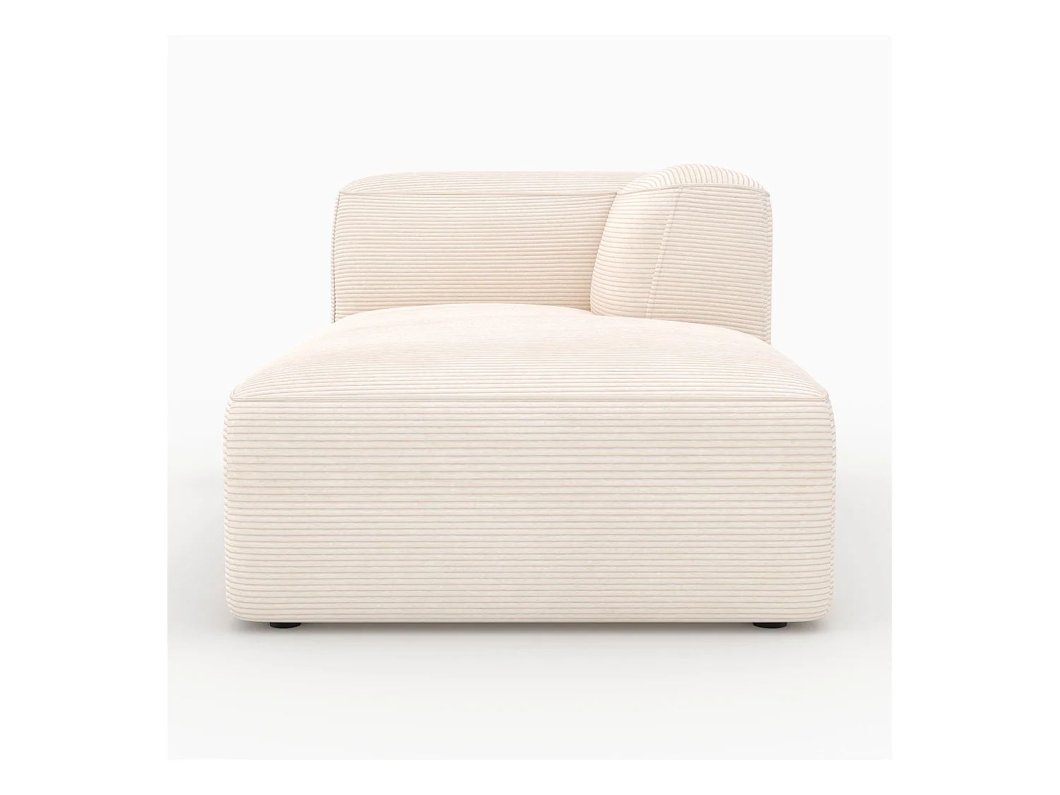 Méridienne d'angle à droite pour canapé modulable en velours blanc - Mina