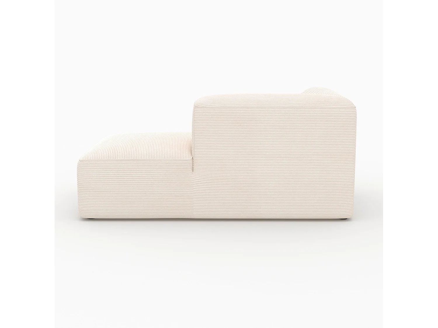 Méridienne d'angle à droite pour canapé modulable en velours blanc - Mina