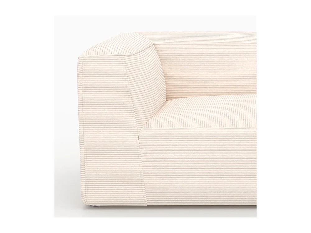 Méridienne d'angle à droite pour canapé modulable en velours blanc - Mina