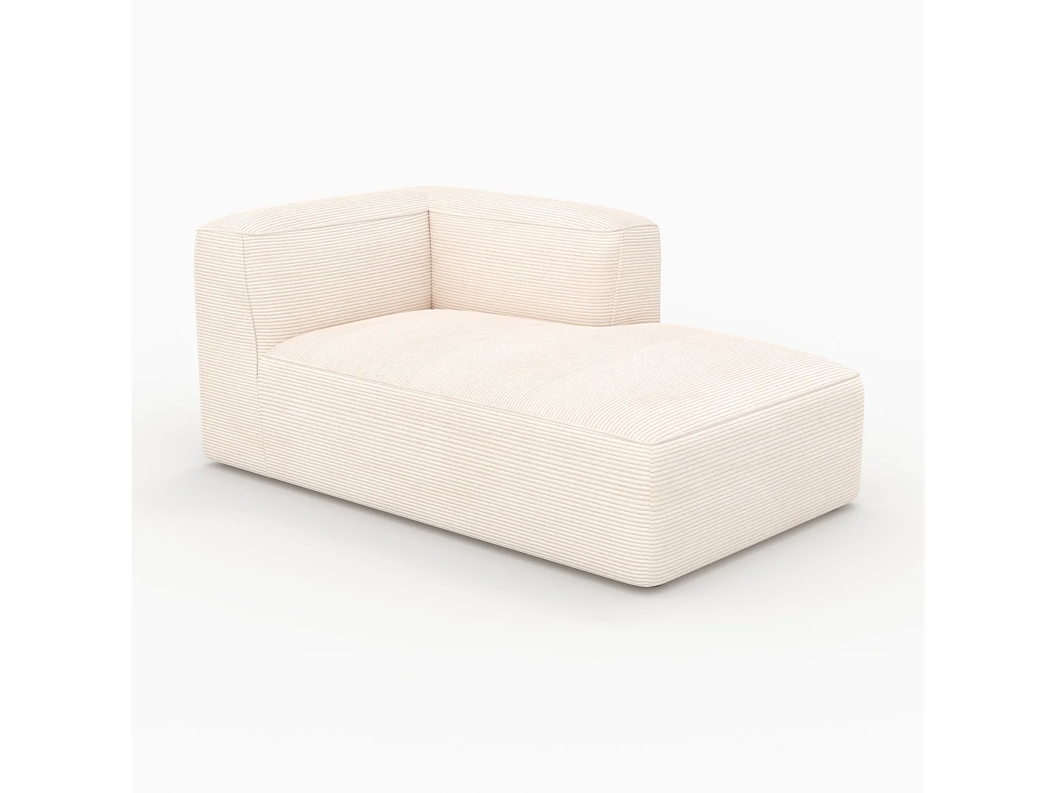 Chaise d'angle droite pour canapé modulable en velours blanc - Mina