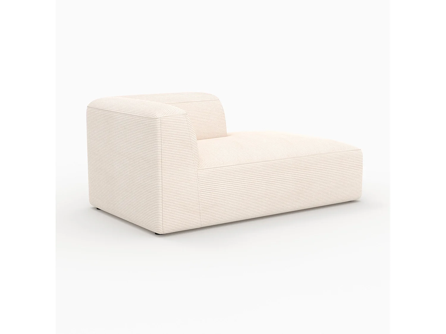 Méridienne d'angle à droite pour canapé modulable en velours blanc - Mina