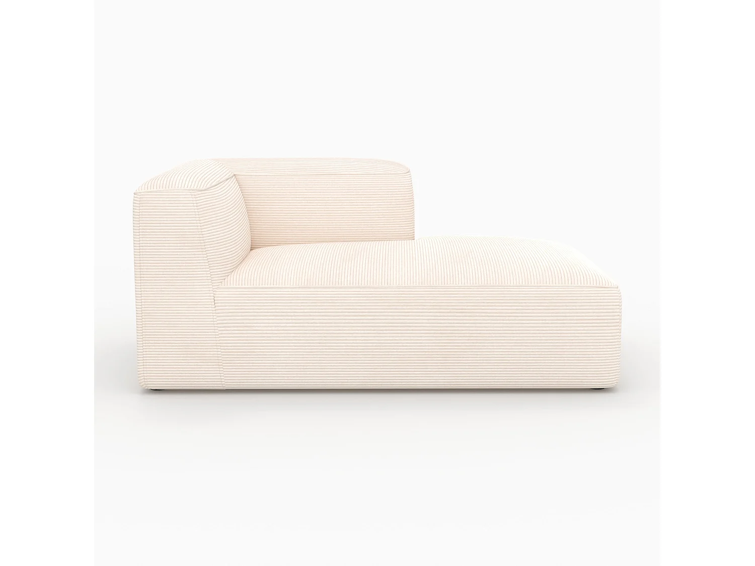 Méridienne d'angle à droite pour canapé modulable en velours blanc - Mina
