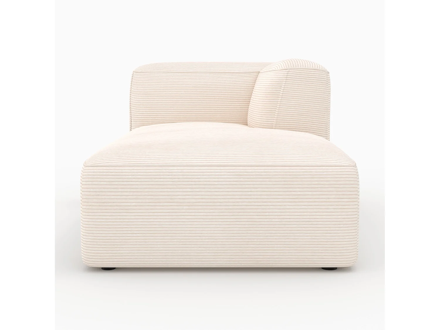 Méridienne d'angle à droite pour canapé modulable en velours blanc - Mina