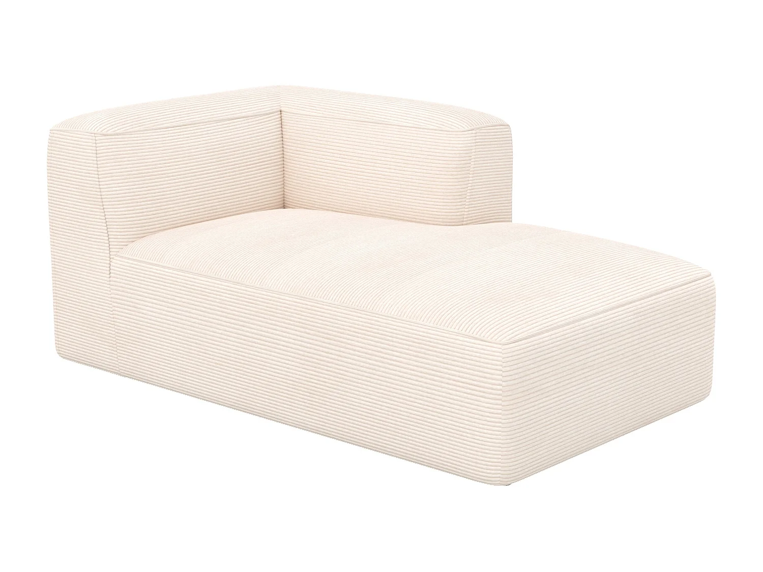 Méridienne d'angle à droite pour canapé modulable en velours blanc - Mina
