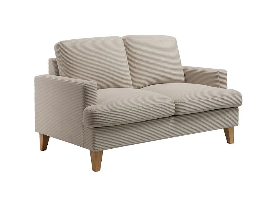 Canapé droit 2 places TALMA en velours côtelé taupe