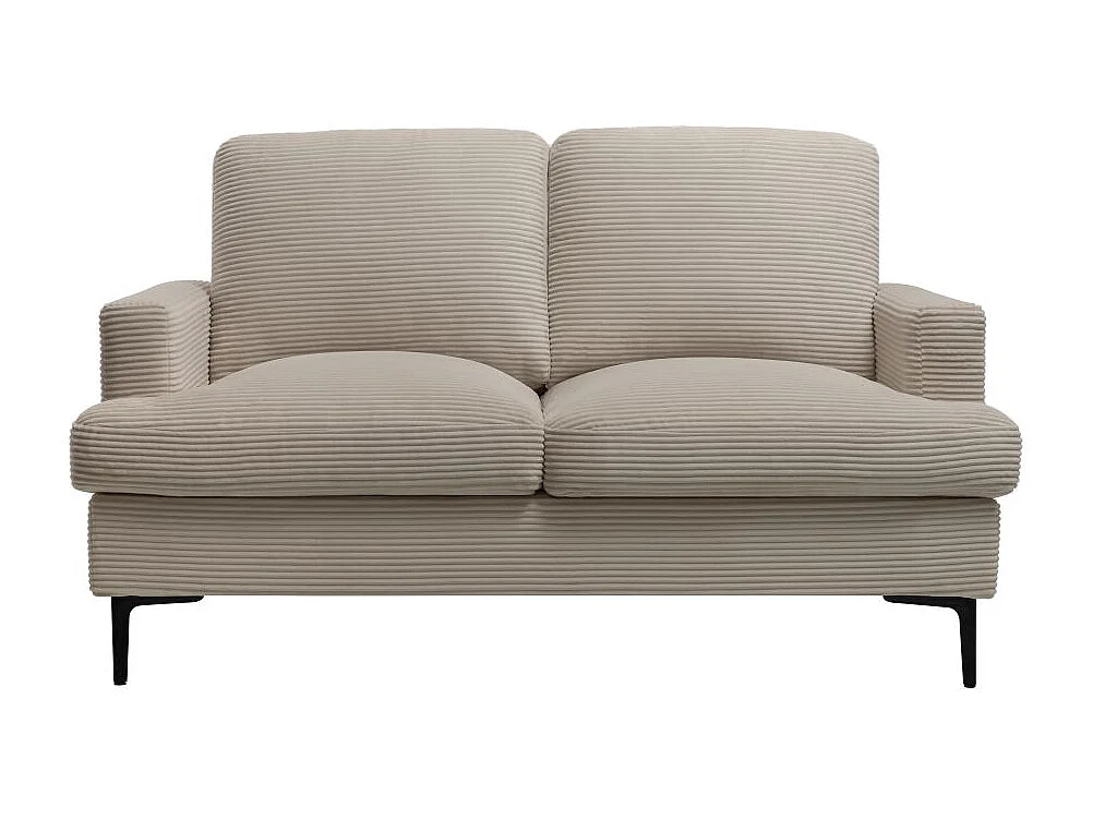 Ensemble canapés droits TALMA 3 + 2  places en velours côtelé taupe pieds métal