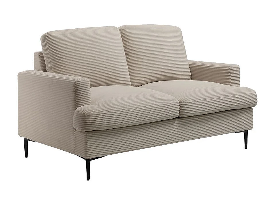 Ensemble canapés droits TALMA 3 + 2  places en velours côtelé taupe pieds métal