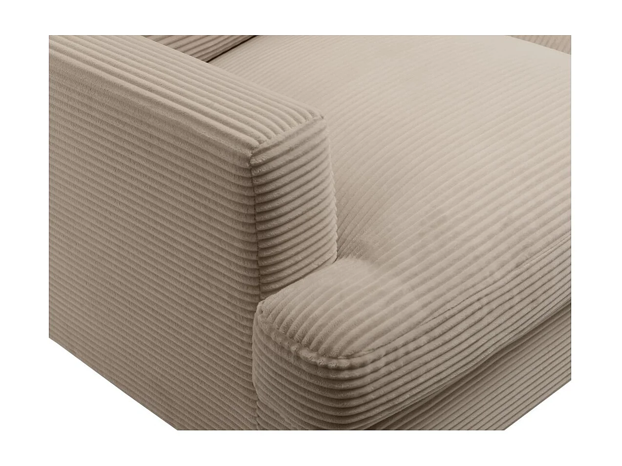 Ensemble canapés droits TALMA 3 + 2  places en velours côtelé taupe pieds métal