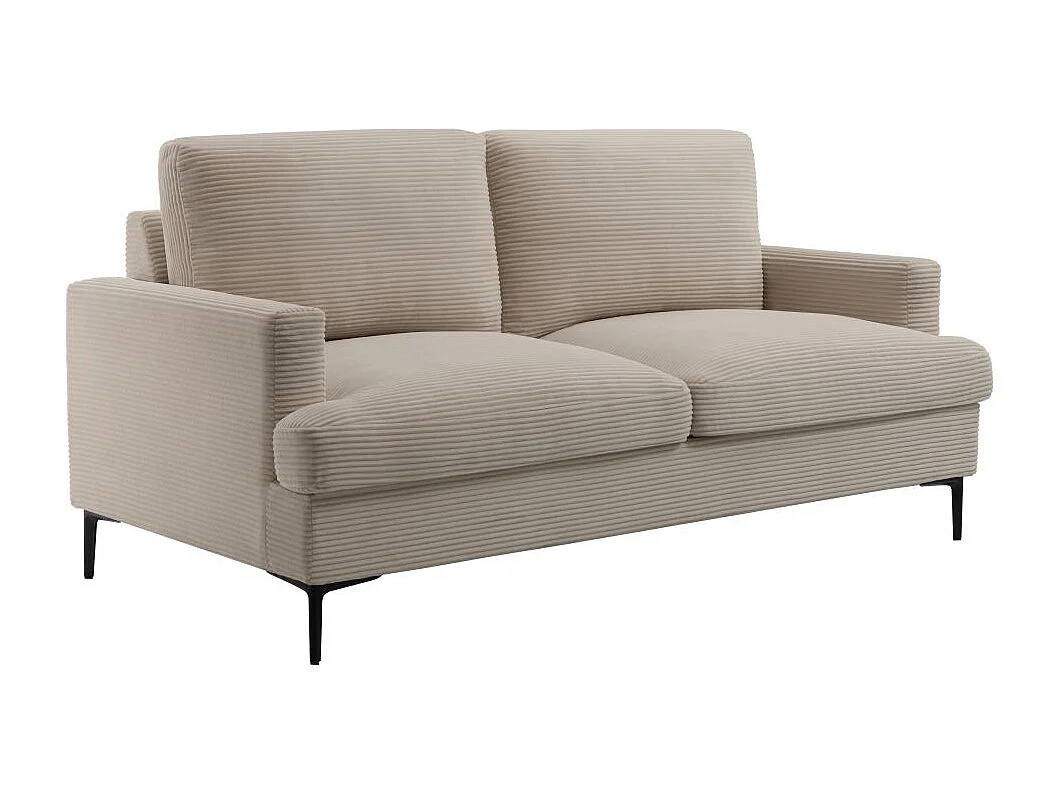 Ensemble canapés droits TALMA 3 + 2  places en velours côtelé taupe pieds métal