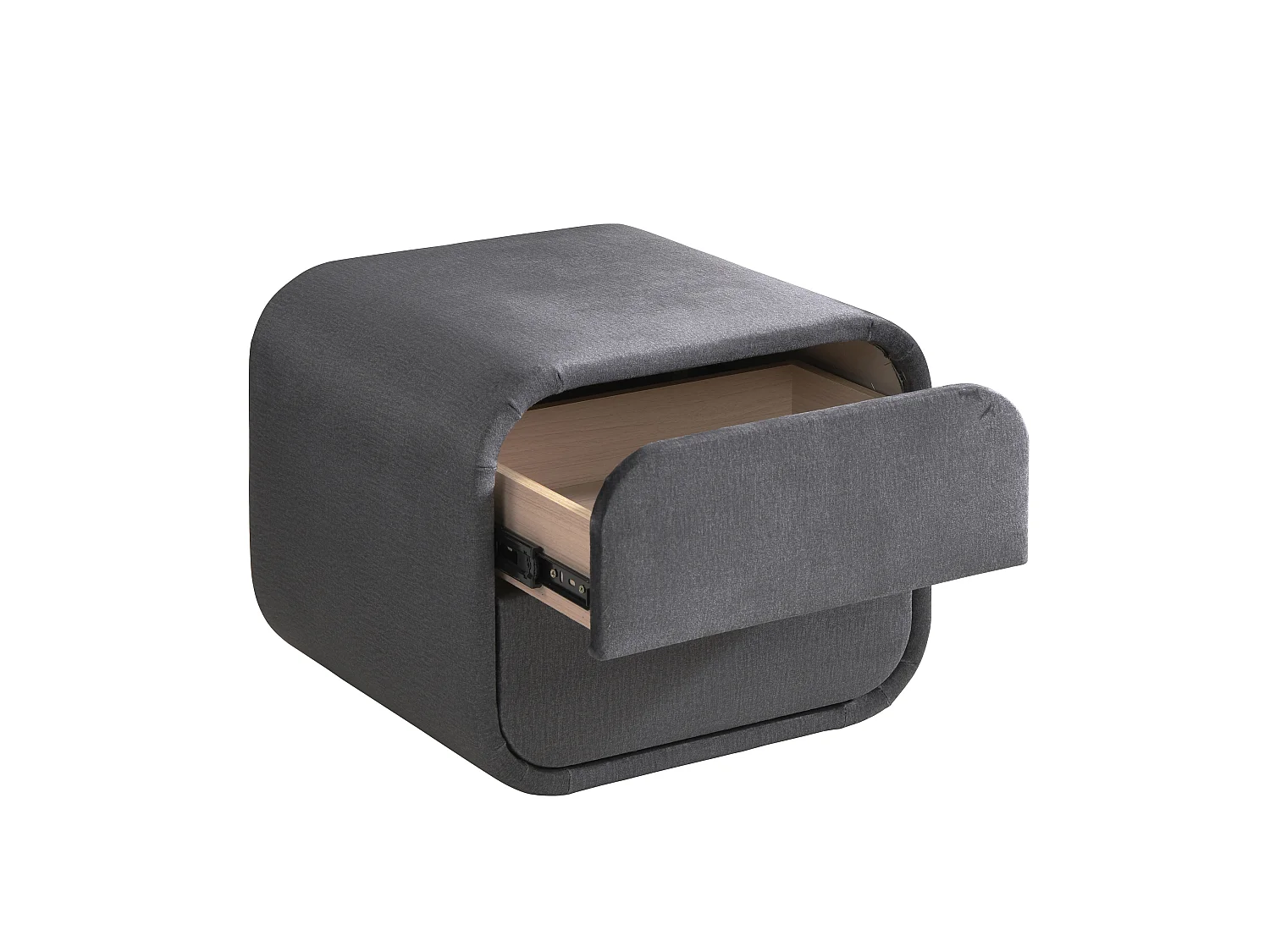 Table de chevet – 2 tiroirs – Velours – Gris – VENALORA