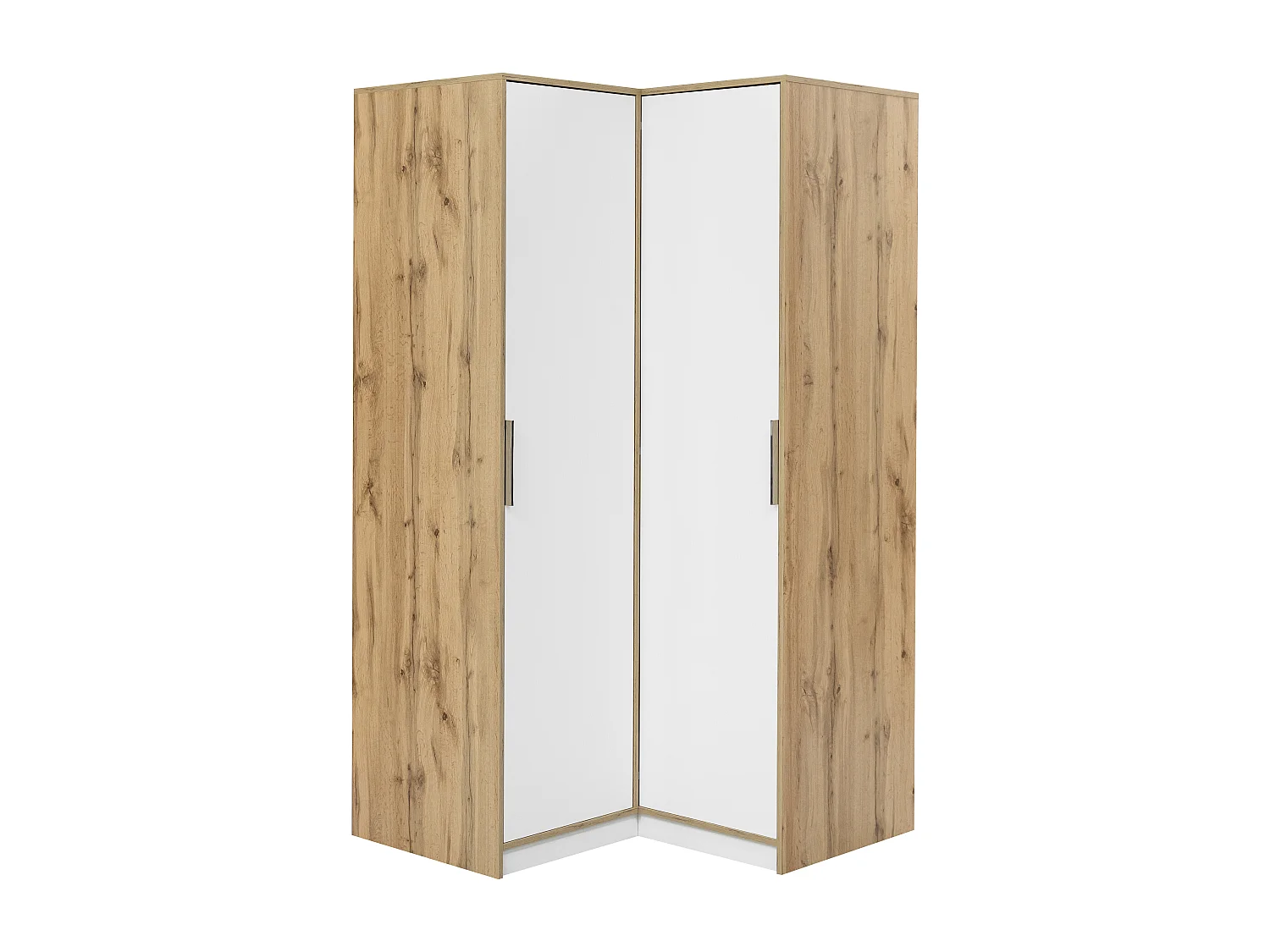 Armoire d’angle 2 portes – L106 cm – Blanc et naturel clair - LAMIKI