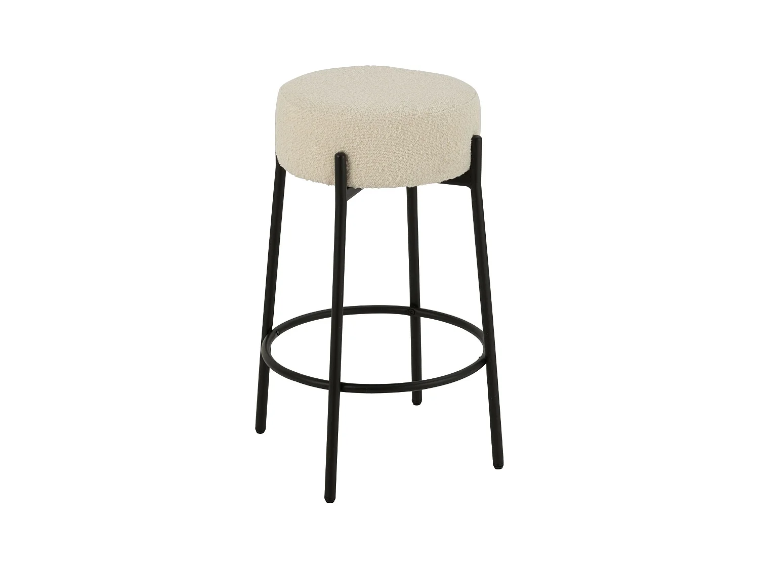 Taburete de bar de tejido bouclé y metal