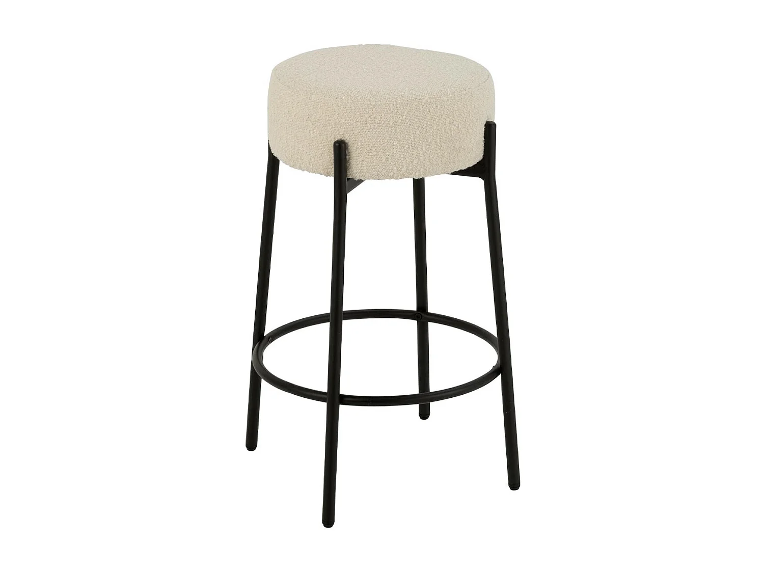 Tabouret de Bar en Tissu Bouclé "Aldo" 67cm Blanc