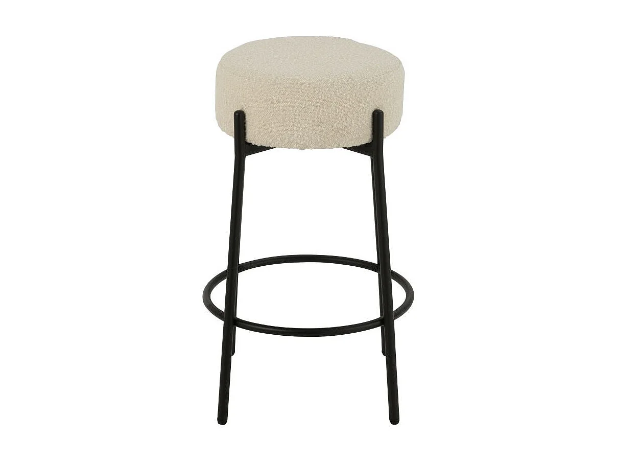 Tabouret de Bar en Tissu Bouclé "Aldo" 67cm Blanc