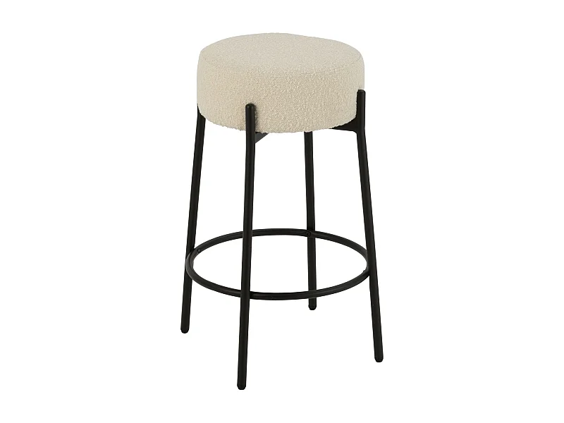 Tabouret de Bar en Tissu Bouclé "Aldo" 67cm Blanc