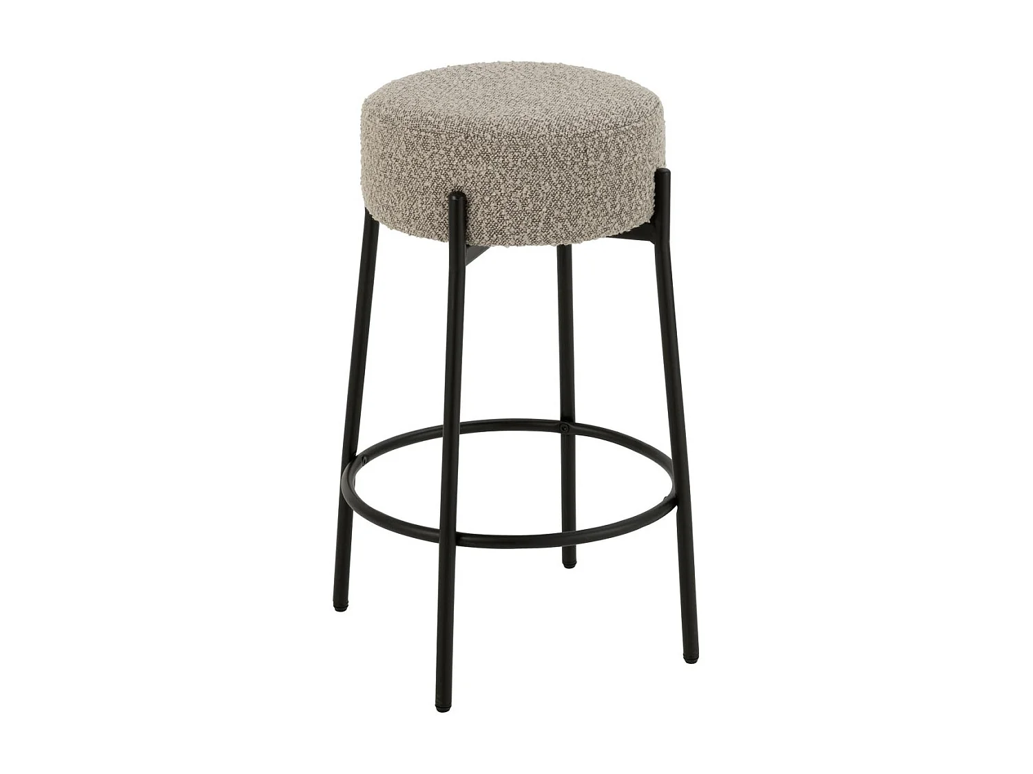 Tabouret de Bar en Tissu Bouclé "Aldo" 67cm Gris