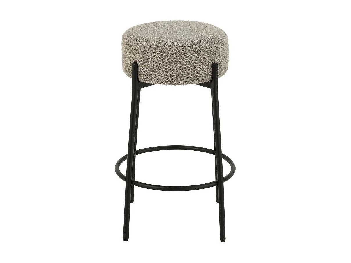 Tabouret de Bar en Tissu Bouclé "Aldo" 67cm Gris
