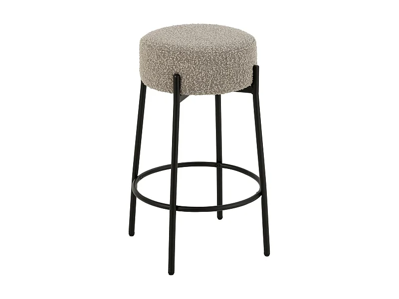 Tabouret de Bar en Tissu Bouclé "Aldo" 67cm Gri
