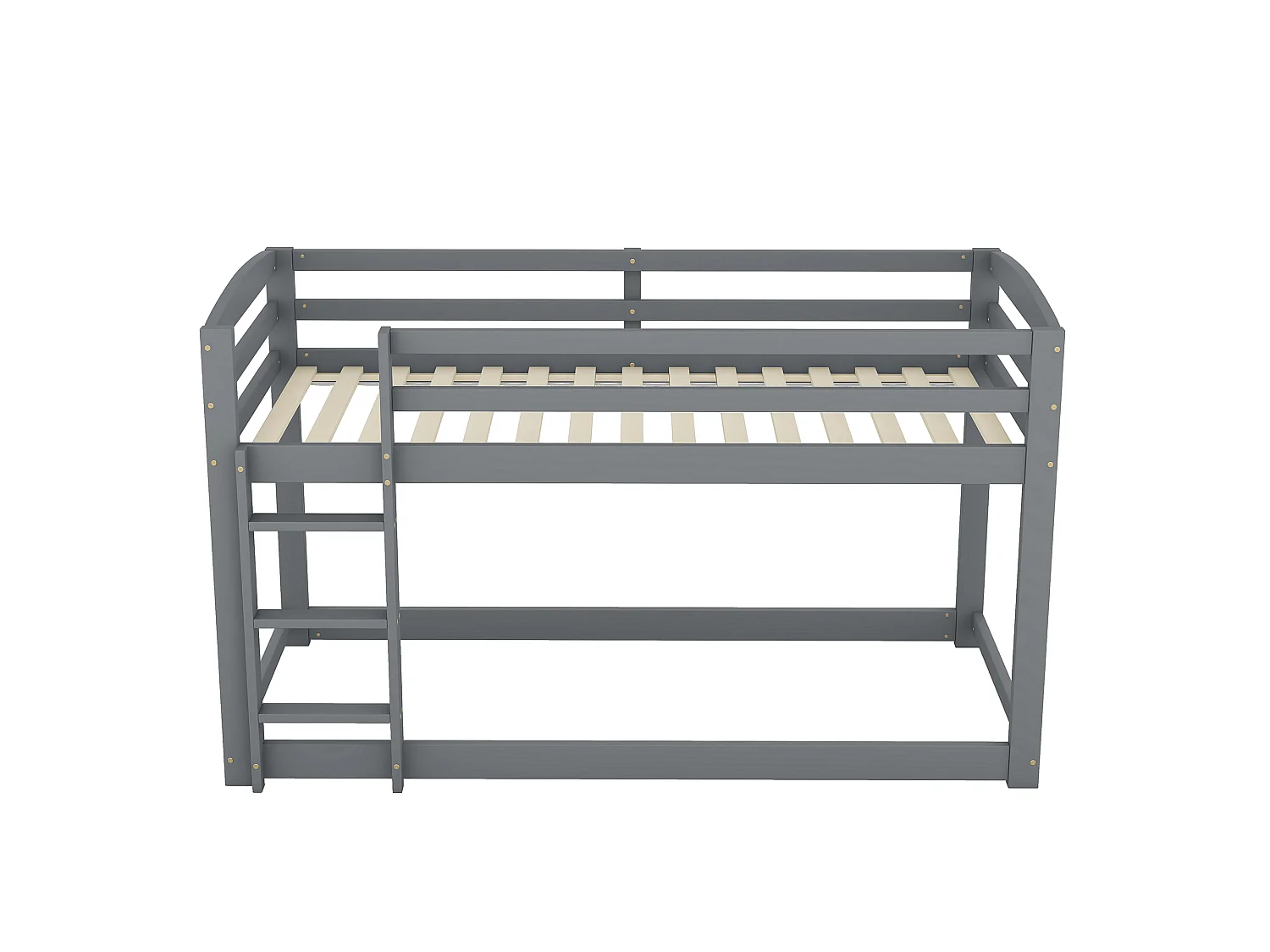 Lit superposé enfant 90x200 cm gris en pin massif, montage simple, lit robuste pour enfants et jeunes