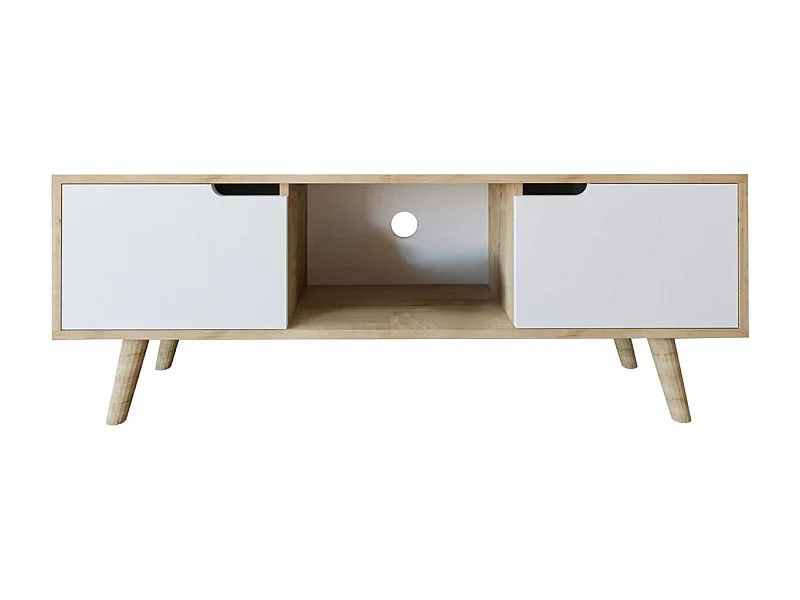 TV-Ständer – 139,7 cm x 53 cm x 53 cm – Saphir-Eiche und Weiß – Spanplatte