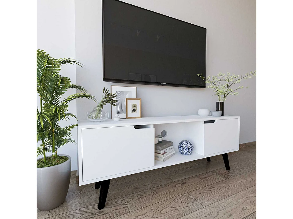 Mueble de TV – 139,7 cm x 53 cm – Blanco – Aglomerado