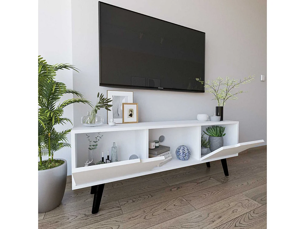 Mueble de TV – 139,7 cm x 53 cm – Blanco – Aglomerado