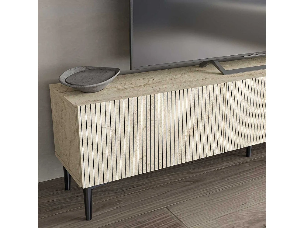 Mueble de TV – 180 cm x 45 cm x 31,4 cm – Travertino – MDF con melamina
