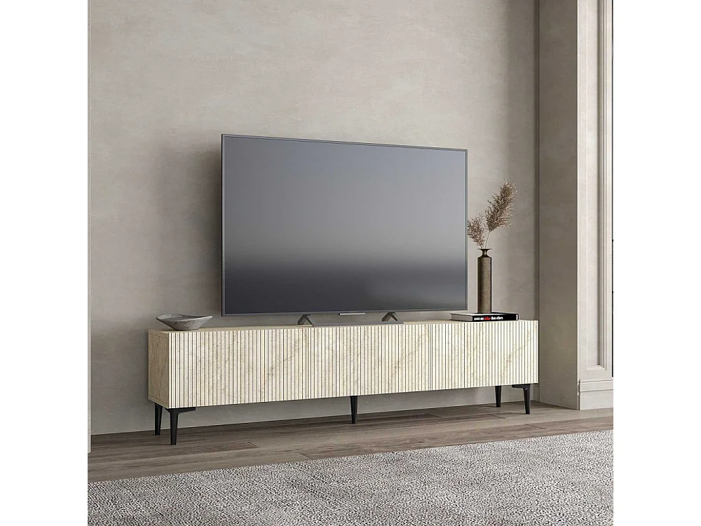 Mueble de TV – 180 cm x 45 cm x 31,4 cm – Travertino – MDF con melamina