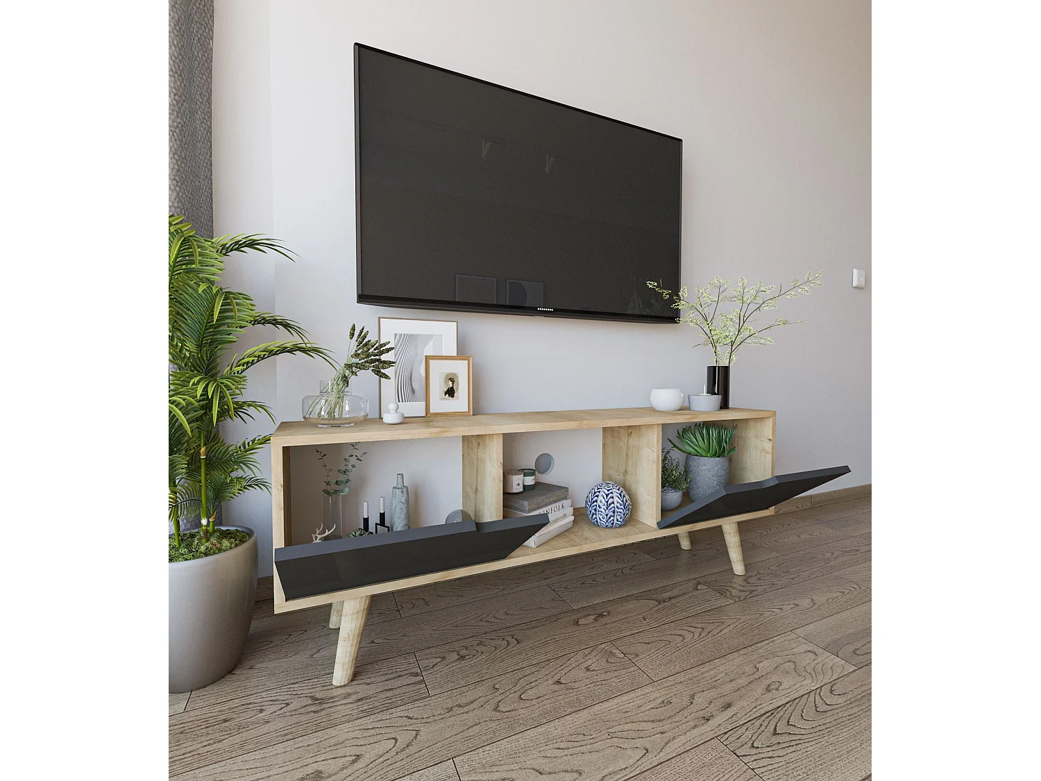 Meuble TV 2 portes en aggloméré Siena