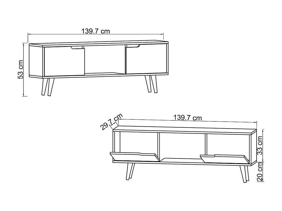 Mueble de TV – 139,7 cm x 53 cm x 53 cm – Antracita – Aglomerado