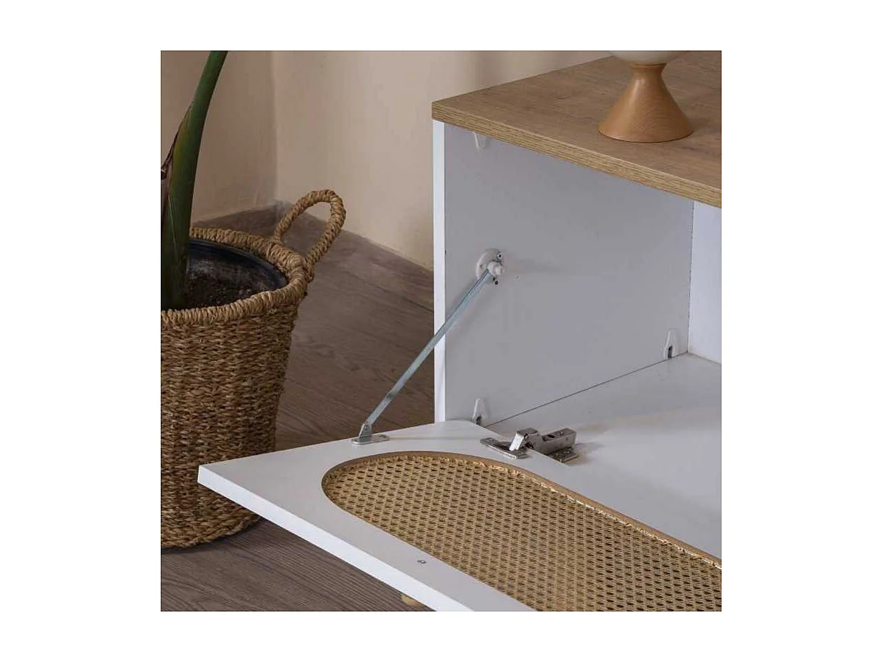 Móvel de TV – 55 cm x 180 cm x 41 cm – Branco e Carvalho – MDF