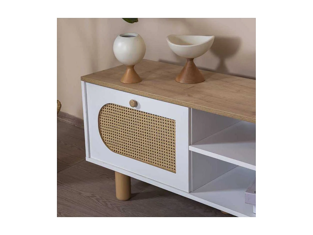 Móvel de TV – 55 cm x 180 cm x 41 cm – Branco e Carvalho – MDF