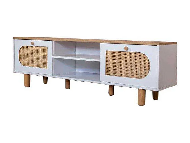 Móvel de TV – 55 cm x 180 cm x 41 cm – Branco e Carvalho – MDF