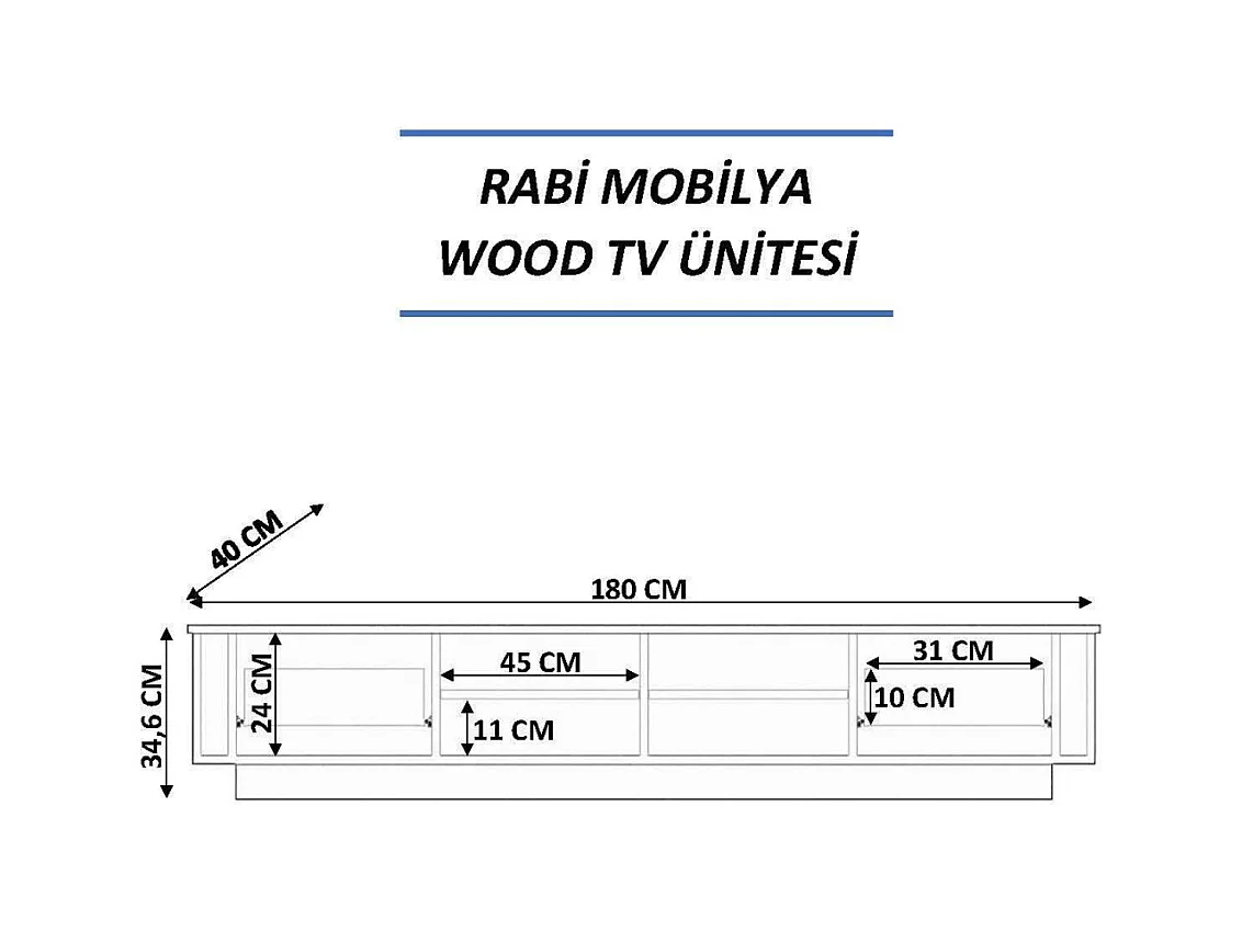 Móvel de TV – 180 cm x 35 cm x 40 cm – Cor de madeira – Carvalho