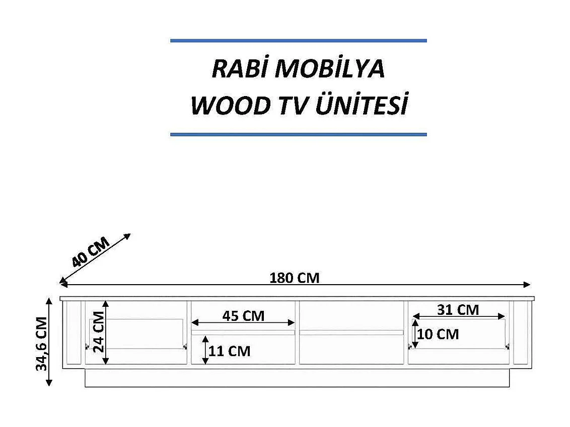 TV-Ständer – 180 cm x 35 cm x 40 cm – Holzfarbe – Eiche