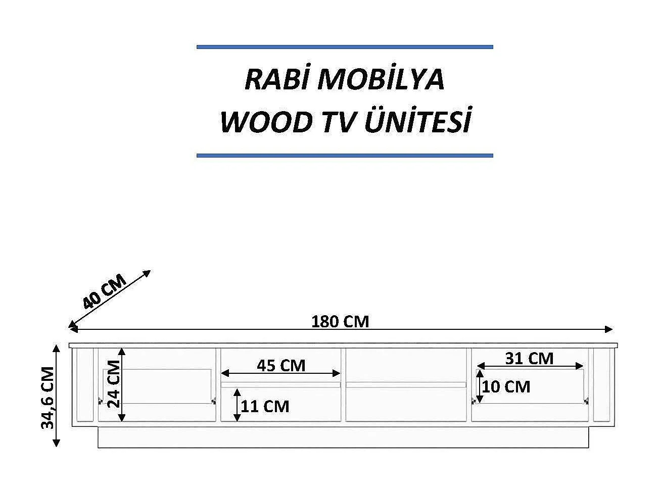 TV-Ständer – 180 cm x 35 cm x 40 cm – Holzfarbe – Eiche