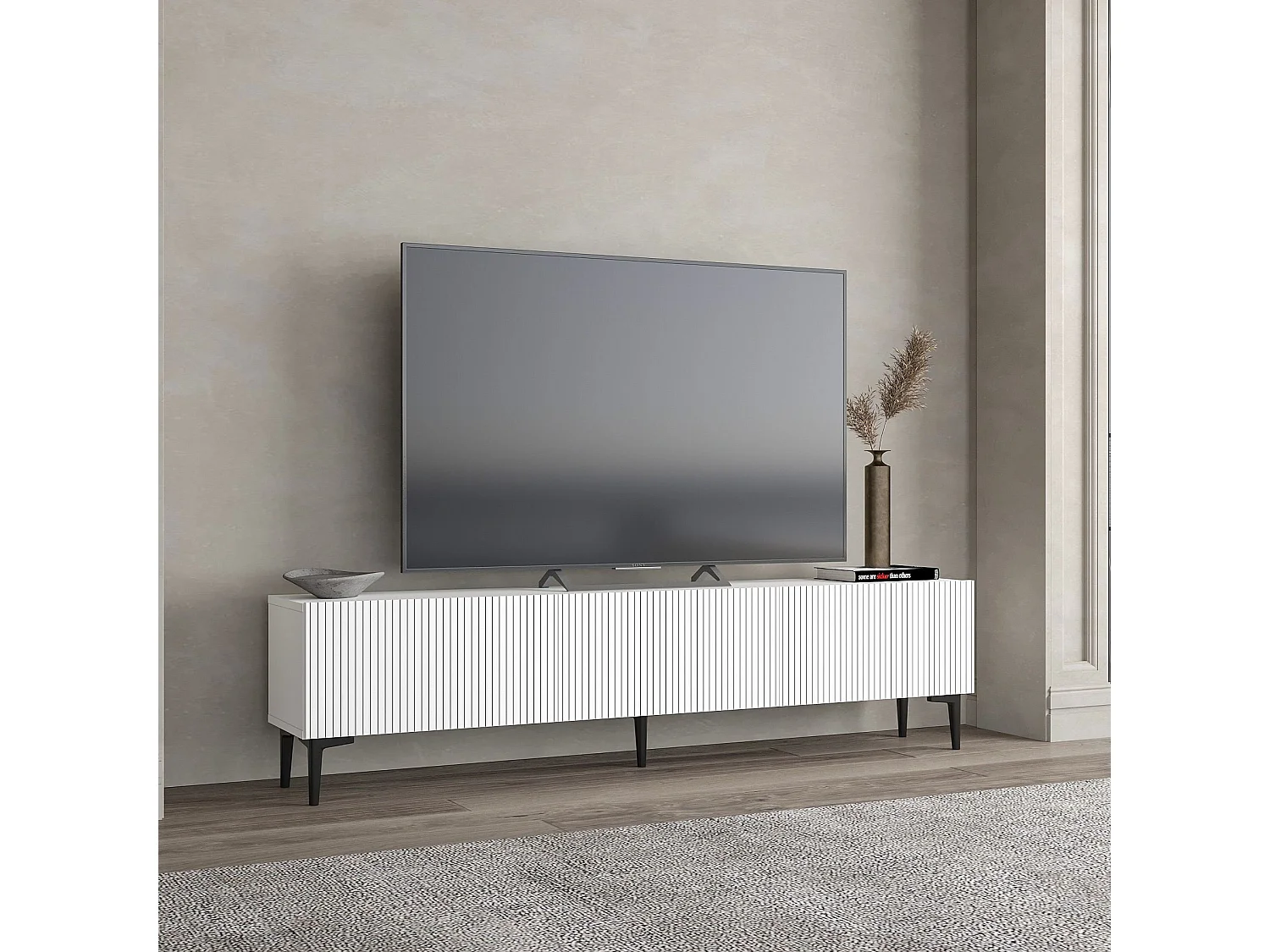 Soporte de TV – 180 cm x 45 cm x 31,4 cm – Blanco – MDF