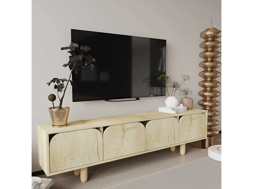 Mueble de TV – 180 cm x 48 cm x 29,8 cm – Roble Zafiro – Tablero aglomerado revestido de melamina