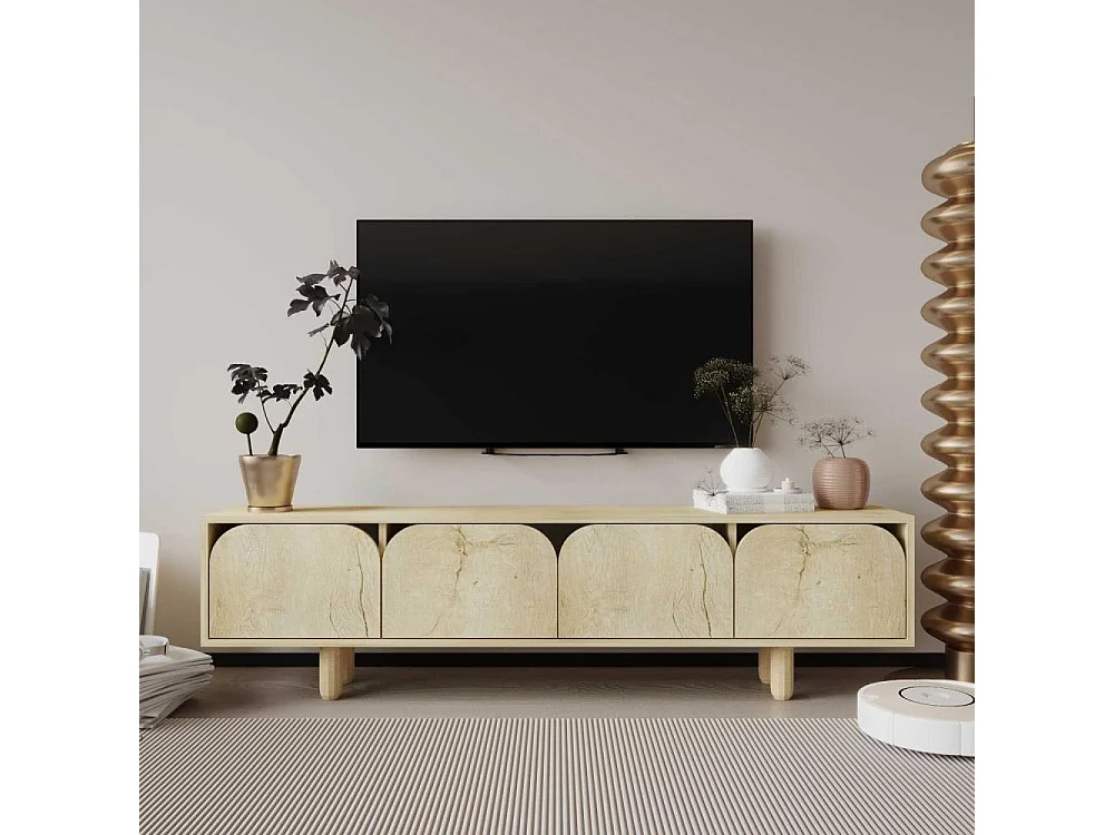 Mueble de TV – 180 cm x 48 cm x 29,8 cm – Roble Zafiro – Tablero aglomerado revestido de melamina