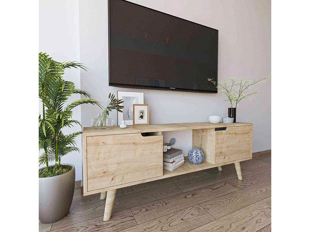 Mueble de TV – 139,7 cm x 53 cm x 53 cm – Roble Zafiro – Aglomerado