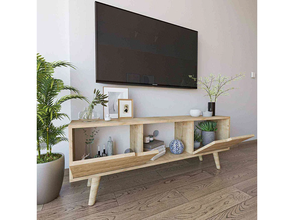 Mueble de TV – 139,7 cm x 53 cm x 53 cm – Roble Zafiro – Aglomerado