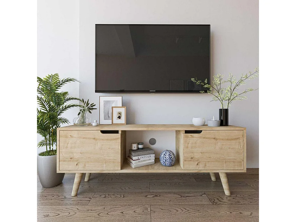 Mueble de TV – 139,7 cm x 53 cm x 53 cm – Roble Zafiro – Aglomerado